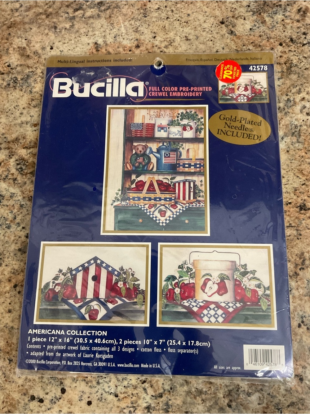 Bucilla Pre-Printed Crewel Embroidery Kit Americana Collection #42578